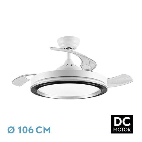 Abrila PICOLO Blanco / Negro - Ventilador de Techo Aspas Retráctiles 72 W F