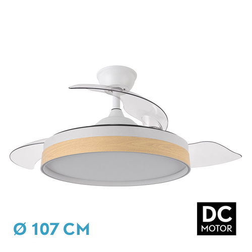 ABRILA IGLU Blanco/Haya - Ventilador de Techo Aspas Retráctiles 59 W