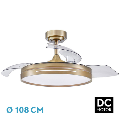 ABRILA MICENAS Cuero - Ventilador de Techo Aspas Retráctiles 72 W F