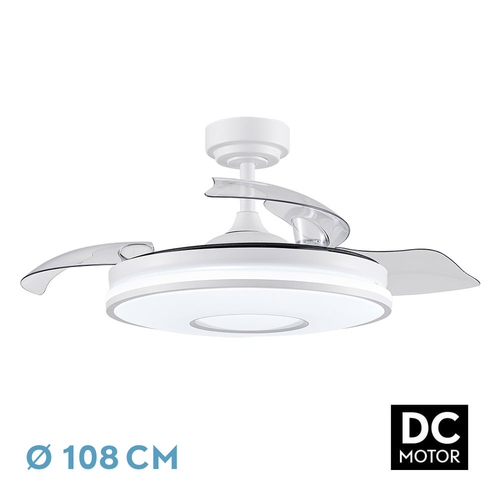 ABRILA DANI Blanco - Ventilador de Techo Aspas Retráctiles 59 W F