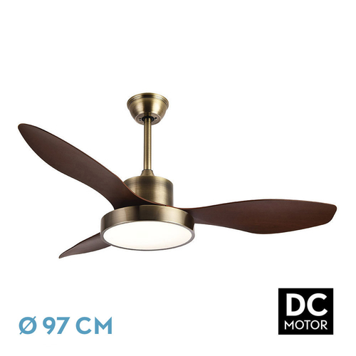 Abrila Hayate Cuero / Roble - Ventilador de Techo Aspas Normales 24 W E