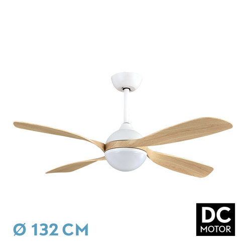 ABRILA LIVORNO Blanco/Haya - Ventilador de Techo Aspas Normales 30 W F