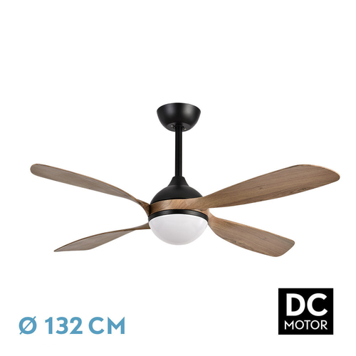 ABRILA LIVORNO Negro/Roble - Ventilador de Techo Aspas Normales 30 W F