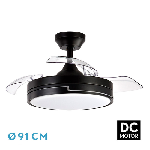 Abrila OLIMPIA Negro - Ventilador de Techo Aspas Retráctiles 48 W F