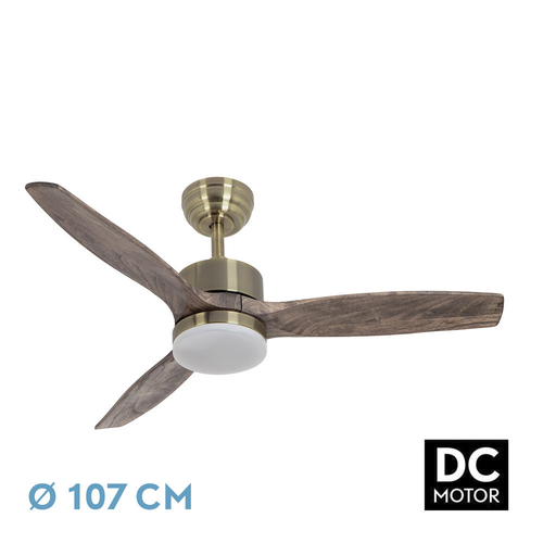 Abrila TORINO Cuero / Roble - Ventilador de Techo Aspas Normales 24 W F