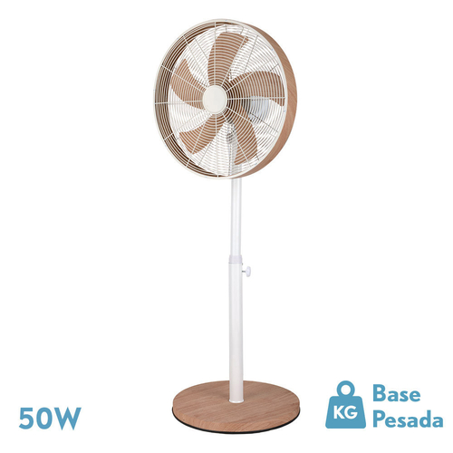 ABRILA ALCAÑIZ Blanco/Haya - Ventilador de Pie 220-240 V