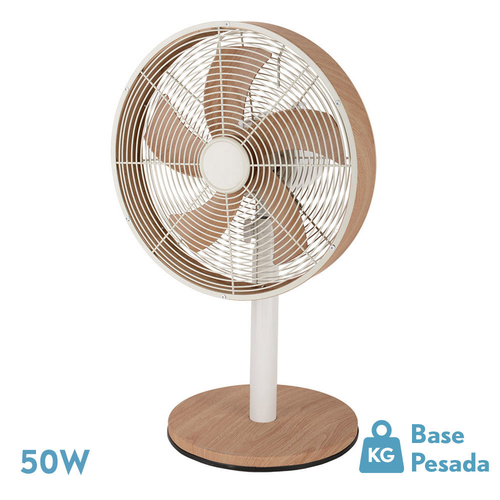 Abrila ALCAÑIZ Blanco/Haya - Ventilador de Sobremesa 220-240 V