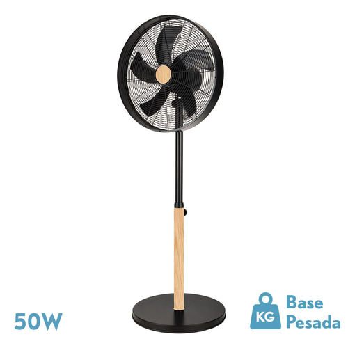 Abrila FALCON Negro/Haya - Ventilador de Pie 220-240 V