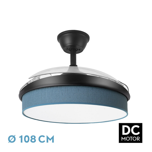 Abrila MODA Negro/Azul - Ventilador de Techo Aspas Retráctiles 72 W