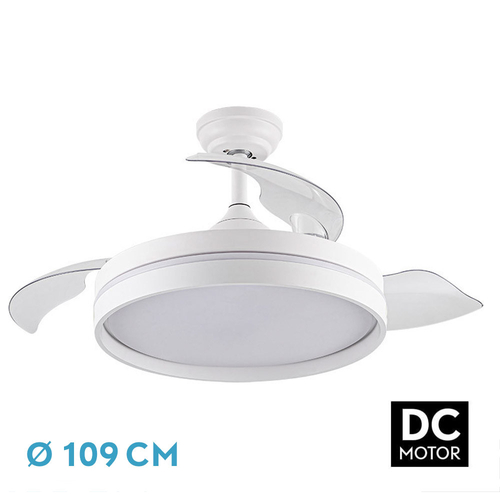 Abrila NALON Blanco - Ventilador de Techo Aspas Retráctiles 72 W F