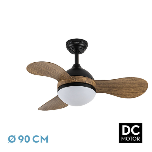 Abrila SOLIDO Negro/Madera - Ventilador de Techo Aspas Normales 24 W E