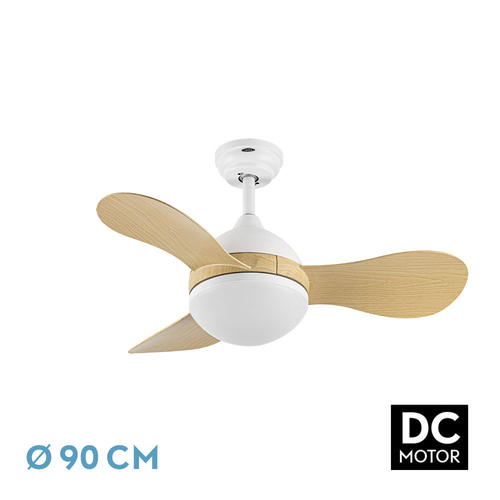 Abrila SOLIDO Blanco/Haya - Ventilador de Techo Aspas Normales 24 W E