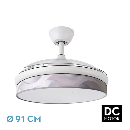 Abrila MODA Blanco/Ola Gris - Ventilador de Techo Aspas Retráctiles 72 W F