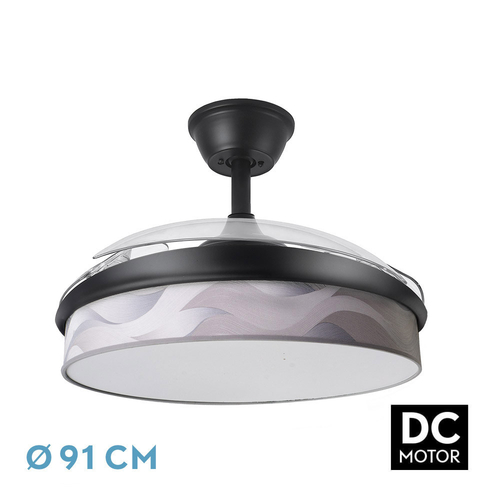 Abrila MODA Negro/Ola Gris - Ventilador de Techo Aspas Retráctiles 72 W F