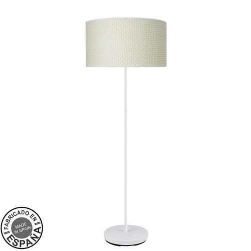 Abrila MODA Blanco/Cañizo Blanco - Lámpara Pie Salón Moderno 1xE27 40 cm