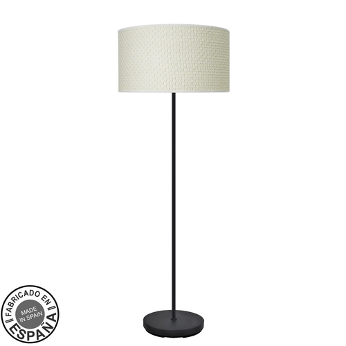 Abrila MODA Negro/Cañizo Blanco - Lámpara Pie Salón Moderno 1xE27 40 cm