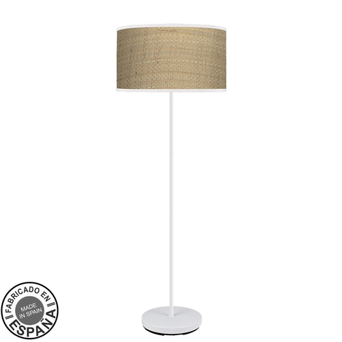 Abrila MODA Blanco/Cañizo Claro - Lámpara Pie Salón Moderno 1xE27 40 cm