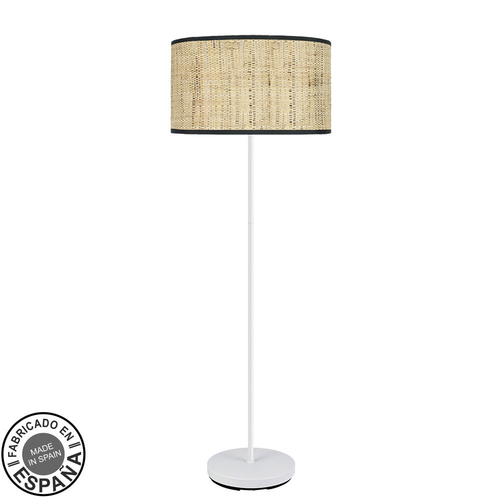 Abrila MODA Blanco/Cañizo Oscuro - Lámpara Pie Salón Moderno 1xE27 40 cm