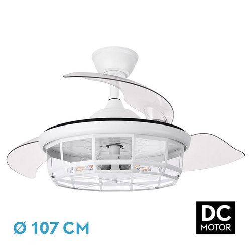 Abrila TORNADO Blanco - Ventilador de Techo Aspas Retráctiles 220-240 V