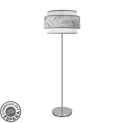 Abrila CAMERUN Cromo/Blanco/Gris - Lámpara Pie Salón Moderno 1xE27 40 cm