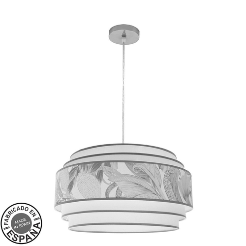 Abrila CAMERUN Cromo/Blanco/Gris - Colgante Moderno Regx50x50cm