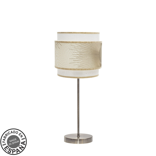 Abrila NEPAL Cuero/Blanco/Oro - Lámpara Sobremesa Moderno 1xE14 18 cm