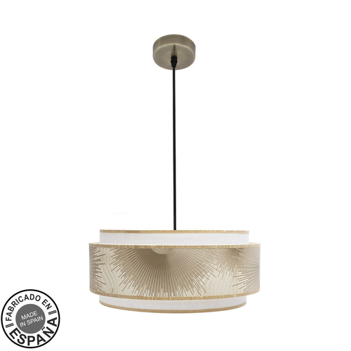 Abrila NEPAL Cuero/Blanco/Oro - Colgante Moderno 1xE27 40 cm