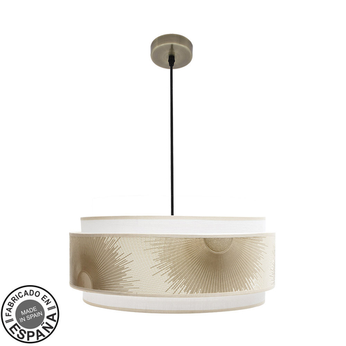 Abrila NEPAL Cuero/Blanco/Oro - Colgante Moderno 3xE27 50 cm