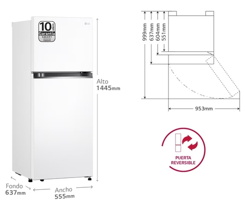 LG GTBV-22-SWGKD Blanco - Frigorífico Dos Puertas No Frost