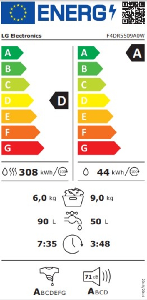 LG F4DR5509A0W Blanco - Lavadora Secadora 9KG / 6 KG 1400RPM