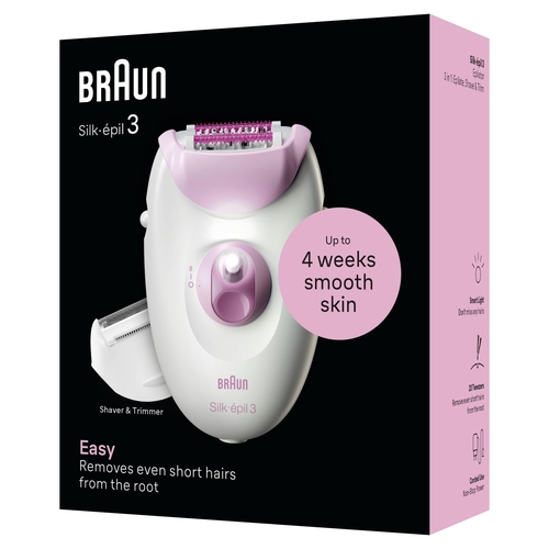 BRAUN SE3-031 Blanco-Rosa - Depiladora Batería