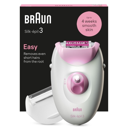 BRAUN SE3-031 Blanco-Rosa - Depiladora Batería