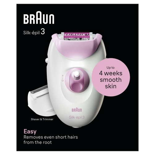 BRAUN SE3-031 Blanco-Rosa - Depiladora Batería