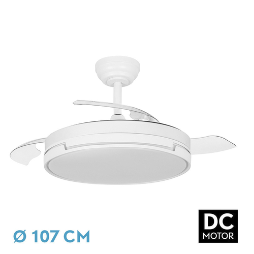 ABRILA PAPIRO Blanco 72W 107CM - Ventilador de Techo Aspas Retráctil 