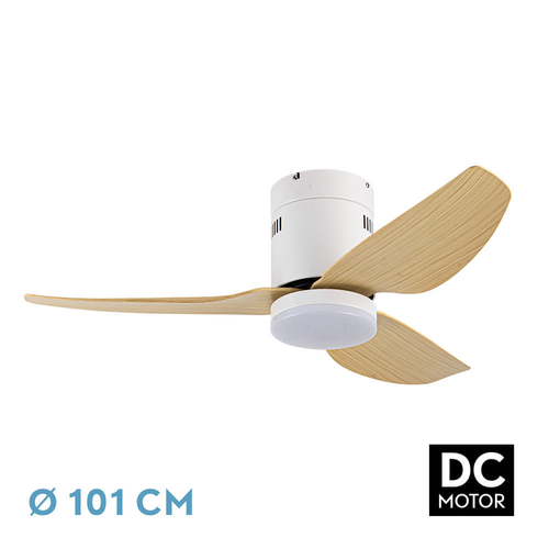 ABRILA BORAX Blanco/Haya - Ventilador de Techo Aspas Normales 20 W E