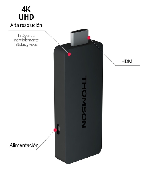 THOMSON 145G Negro - Smart TV Stick 4K UHD
