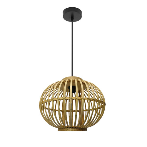 ABRILA Guijo Negro-Bambu Natural 24 cm - Lámpara Colgante 1xe27