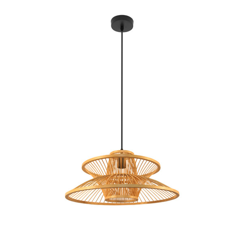 ABRILA Bambu Bento Negro-Natural 50 cm - Lámpara Colgante 1xE27
