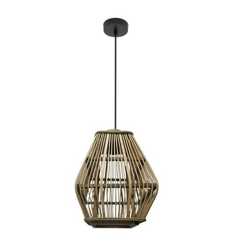 ABRILA Tojar Negro-Bambu Natural 23 cm - Lámpara Colgante 1xE27