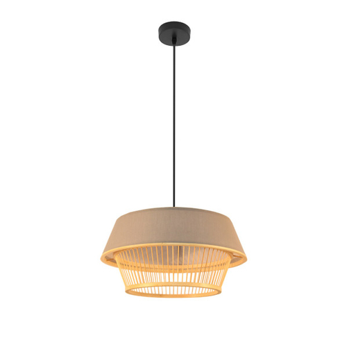 ABRILA Bambu Yovani Negro-Natural 46 cm - Lámpara Colgante 1xE27