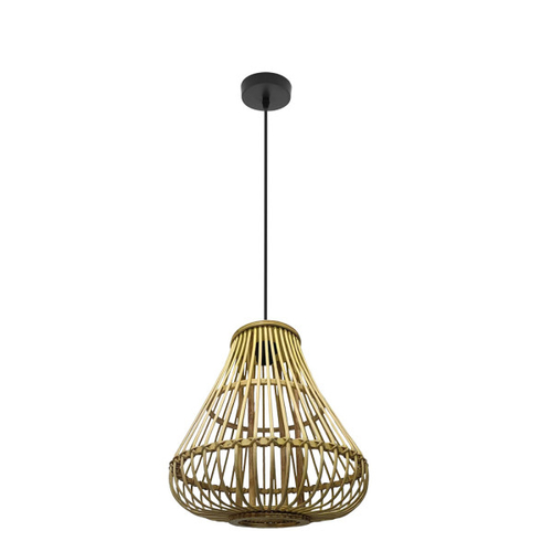 ABRILA Hormos Negro-Bambu Natural 35 cm - Lámpara Colgante 1xE27