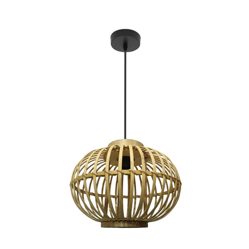 ABRILA Guijo Negro-Bambu Natural 37 cm - Lámpara Colgante 1xE27