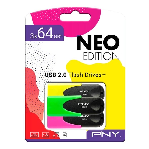 PNY NEO EDITION PACK 3 - Pendrive 64GB