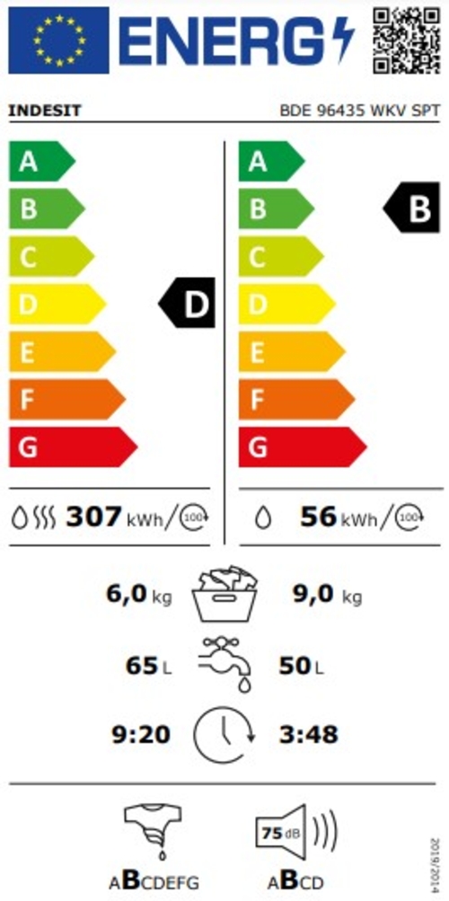 INDESIT BDE 96435 WKV SPT Blanco - Lavadora Secadora 9KG / 6KG 1400RPM