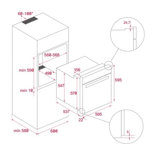 TEKA HLB 8418 P BK Cristal Negro - Horno Multifunción 70L