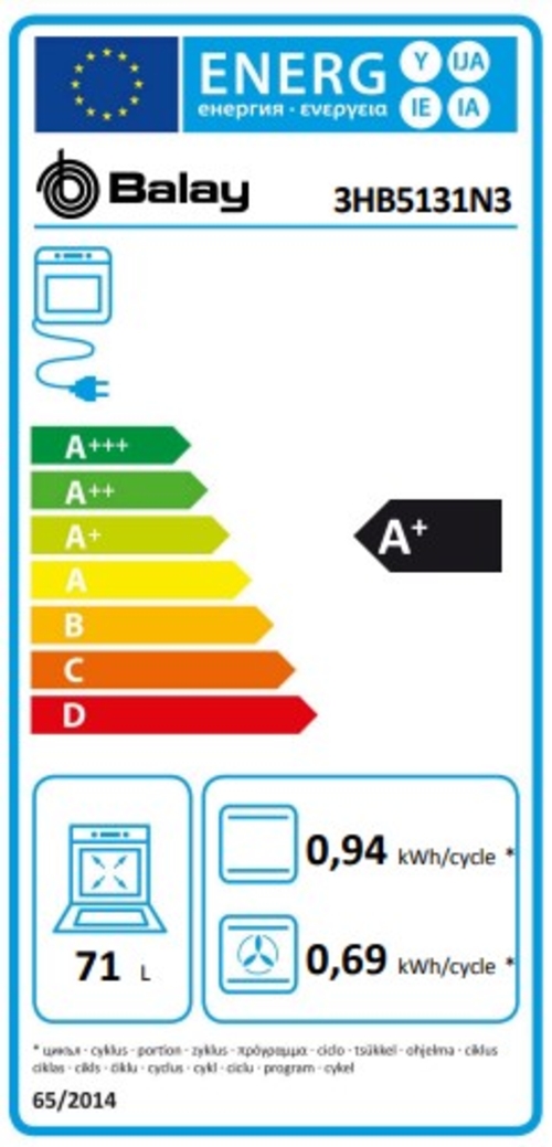 BALAY 3HB5131N3 Cristal Negro - Horno Multifunción 71L