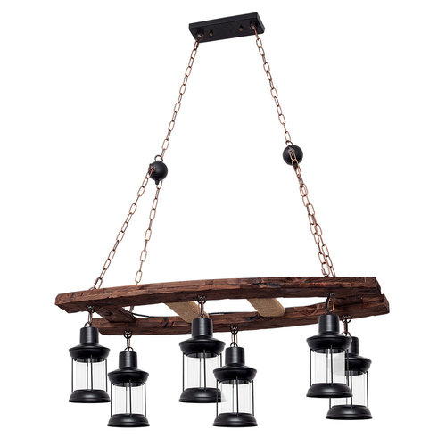 ABRILA Rústico Finca Negro - Lámpara Colgante 6xE27 6 luces 78 cm
