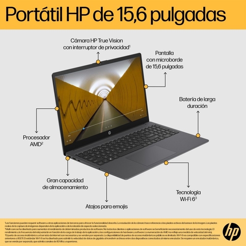 HP 15-FC0014NS RYZEN 3-7320U Azul - Ordenador Portátil 15.6" 8GB 512GB