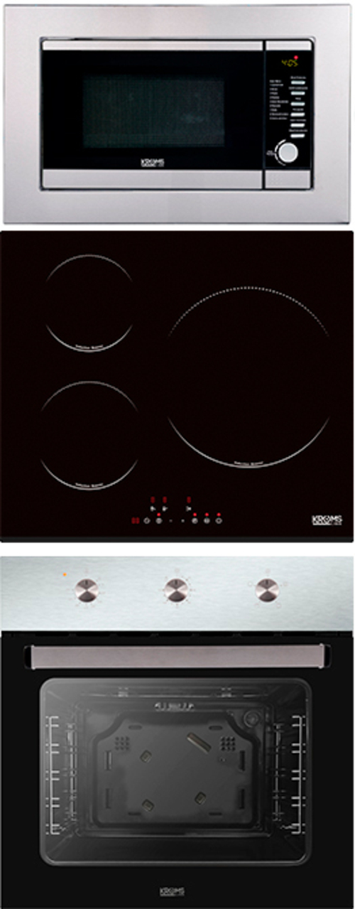 KROMSLINE KVI-3FI-B3 + KHI-405-G INOX - Conjunto Vitrocerámica de Inducción + Horno + Microondas KMM-20-DX