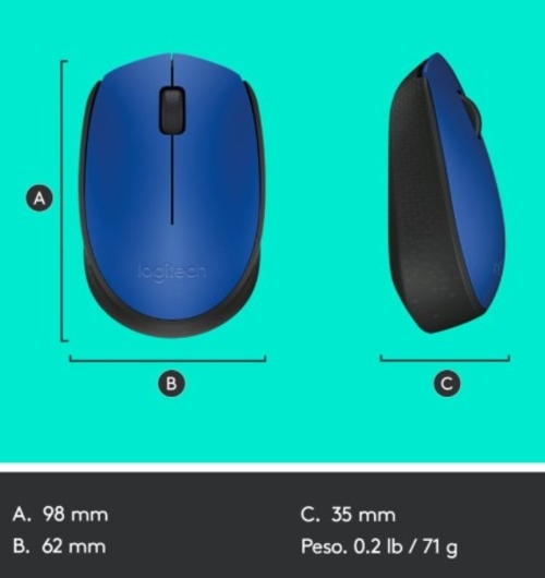 LOGITECH M171 Azul - Ratón Inalámbrico